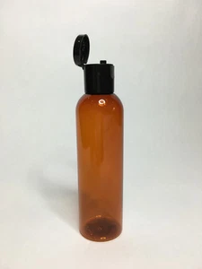 Amber PET Plastic 125ml Boston Bottle & Black FlipTop Cap 20/410 Neck ANY AMOUNT - Picture 1 of 2