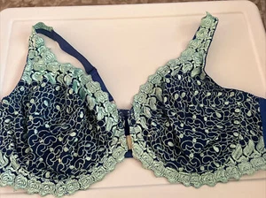 Amoureuse Bra 48C Floral Full Coverage Front Close Adj Straps Embroidered - Picture 1 of 6