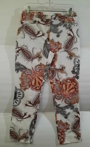 Chico’s Women’s Pants White Paisley Girlfriend Slim Leg Ankle sz 0.5 - Imagen 1 de 7