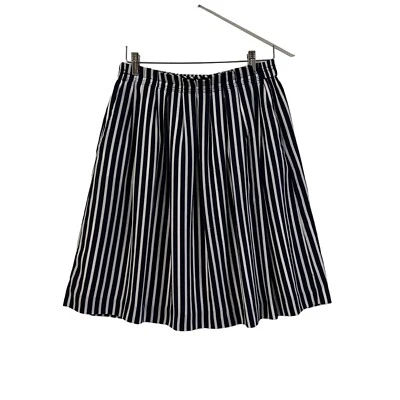 J. Crew Women's Blue & White Striped Mercantile Pleated Midi Skirt size 10 - Image 1 of 4