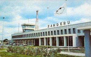 1961 Zandery Jetport Terminal Tower Suriname Karibik Flughafen Flagge Postkarte N14 - Bild 1 von 2