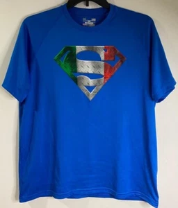 Under Armour Herren T-Shirt blau italienische Flagge Logo Größe L - Bild 1 von 6