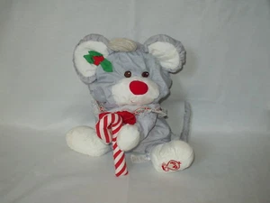 PUFFALUMPS Fisher Price 11" GRAY Christmas Mouse w/ Candy Cane #8016 dated 1987 - Picture 1 of 7
