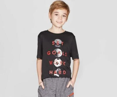 Boys' Set Goal Work Hard Graphic Tech T-Shirt - C9 Champion (Black, M) - Image 1 of 2