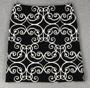 Ann Taylor Pencil Skirt Women Size 6 Career Side Zip Lined Black White - Picture 1 of 12