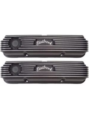 Edelbrock Valve Covers Classic Series Tall Profile Cast Aluminium Black (41623) - Image 1 of 4