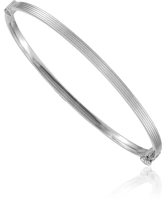 14K Solid White Gold Hinged Bangle Bracelet - Image 1 of 4