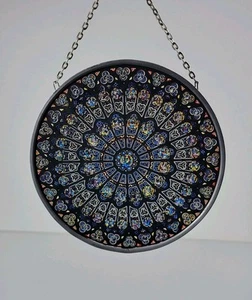 Glassmasters Notre Dame Cattedrale Rosa Nord Vetro Colorato Sun Catcher - Foto 1 di 8