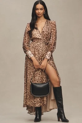 Vestido Anthropologie Bardot Maxi Envolvente Luciana Manga Larga Preppy Boho EE. UU. 10 NUEVO CON ETIQUETAS Foto 1 de 4