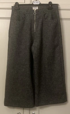 BRORA pure Wool Trousers Size 10 grey Wide Leg trousers lined visible zip  - Image 1 of 4
