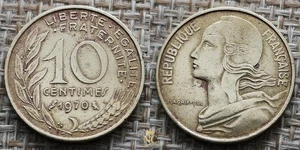 Coin France – 1970 – 10 centimes Marianne (N4011) - Picture 1 of 3
