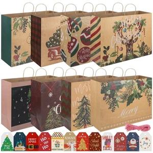 16 extra große Weihnachtsgeschenk Papiertüten mit Griffen, 48 Weihnachtsgeschenkanhänger... - Bild 1 von 6