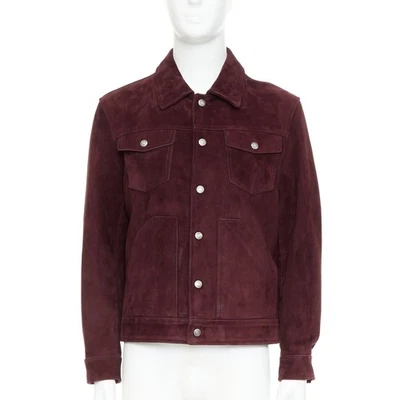 TOM FORD burgundy suede calf logo buttons Western trucker jacket IT50 L - Image 1 of 4
