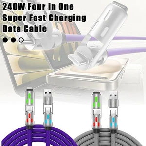240W 4-in-1 USB-C Cable, USB C Cable 1.2 M, Multi USB Charging Cable Data J2B4 - Zdjęcie 1 z 12
