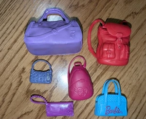 Barbie Purse And Bag Bookbag Duffle Lot Of 6 Pink Purple Red Blue Mattell  - Picture 1 of 6