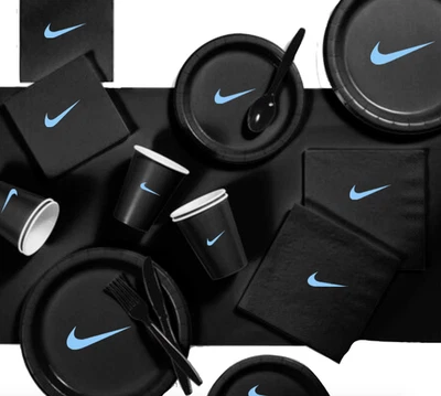 Juego de vajilla personalizado Sw00sh fiesta, fiesta de cumpleaños de 60 piezas en total-negro Foto 1 de 4