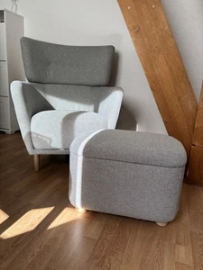 Ikea Oskarshamn Sessel in grau mit Hocker und Stauraum - Bild 1 von 4