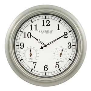 La Crosse Technology Quartz Wall Clock Silver Thermometer/Hygrometer 18 in. Dia - Picture 1 of 6