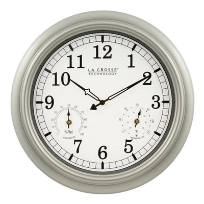 La Crosse Technology Quartz Wall Clock Silver Thermometer/Hygrometer 18 in. Dia - Image 1 of 4