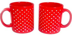 Waechtersbach Red Tiny Hearts Mugs West Germany Collectible - LOT of 2 - Picture 1 of 8