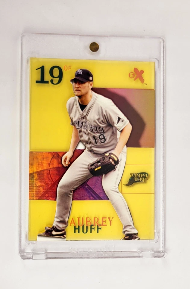 RARE ESSENTIAL CREDENTIALS FUTURE YELLOW PARALLEL 2003 EX Aubrey Huff #66 RAYS  - Image 1 of 2