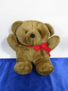 IKIB Vintage Teddy 9" Stuffed Plush with Red Bow - Picture 1 of 6