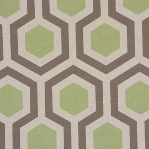 The Pattern Fabric Green/Grey | Geometric Hexagonal Block | Curtains Upholstery - Picture 1 of 6