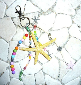 ★ DIY ★ Taschenanhänger ★ SEESTERN beige ★ bunt ★ - Picture 1 of 3