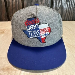 Vintage Coors Light Beer Hat Snapback Cap Texas Music Guitar Western Rodeo Denim - Picture 1 of 12