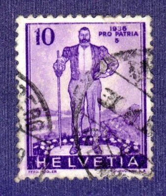 Suiza SC# B77 1936 - Papel de granito - Pastor alpino - Usado Foto 1 de 2