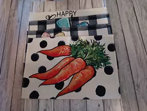 Happy Easter Placemats Set of 4 Carrots Bunny Ears Cross Blue Truck Burlap - Picture 1 of 6