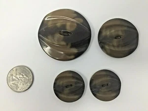 Set of 4 Vintage Antique Buttons 3 Sizes Tortoise Shell Look Plastic or Bakelite - Picture 1 of 5