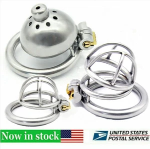 Käfiggürtel Super Ring Edelstahl männlich Metall Stahl Keuschheitsgerät Schloss klein kurz - Bild 1 von 14