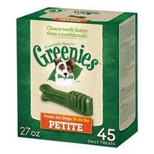 Greenies Treat-Pak Dental Chews for Dogs, Petite, Pack of 45, 27 oz, New