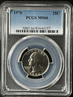 1970  25C Washington Quarter Dollar PCGS MS66  83644157 - Image 1 of 2