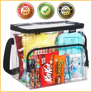 LARGE CLEAR LUNCH BAG See Through PVC Plastic Box Adjustable Strap BPA Free NEW - Picture 1 of 9