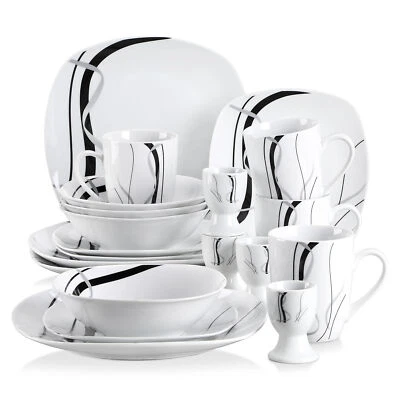 VEWEET FIONA 20 Pc Dinner Set  Porcelain Tableware Plate Set White Service for 4 - Image 1 of 4