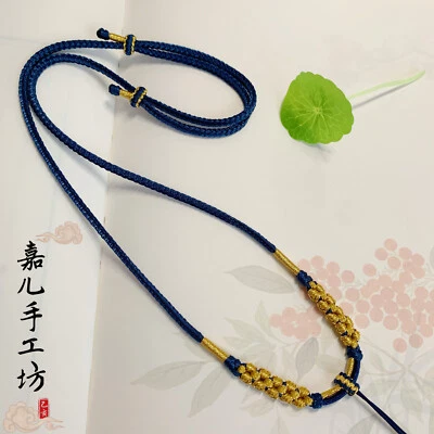 Ожерелье с подвеской из 8 нитей персикового цветка ручной плетения премиум-класса - Изображение 1 из 3