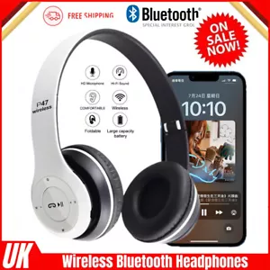 Wireless Bluetooth Headphones with Noise Cancelling Over-Ear Earphones 5.1 UK - Picture 1 of 11