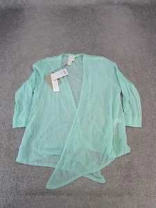 Chico'S Sweater Womens 0 Small Teal Cori Cardigan New - Picture 1 of 10