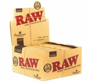 AUTHENTIC Raw Classic Connoisseur King Size Slim with Tips Rolling Paper 24 Box - Picture 1 of 9