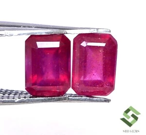 3.03 CTS Natural Ruby Octagon Cut Pair 7x5 mm Calibrated Loose Gemstones GF - Picture 1 of 5
