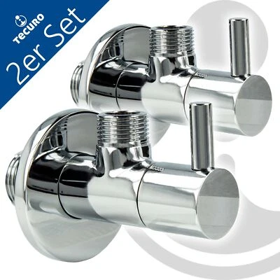 Válvula de esquina tecuro DESIGN ROUND (paquete doble) - 1/2 pulgada - latón cromado