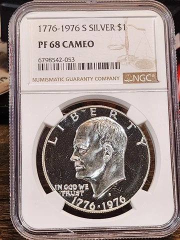 1976 S Eisenhower Proof, NGC Graded PF 68 CAMEO, 053 Cover