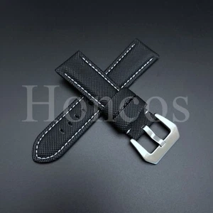 20 22 24 26 MM Correa de Cuero de Nailon Se adapta a Breitling Negro/Blanco SIL - Imagen 1 de 4