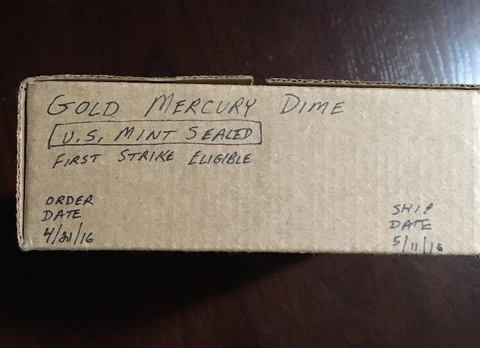 2016 1/10 Oz Gold Mercury Centennial Dime Unopened Mint Sealed Cover