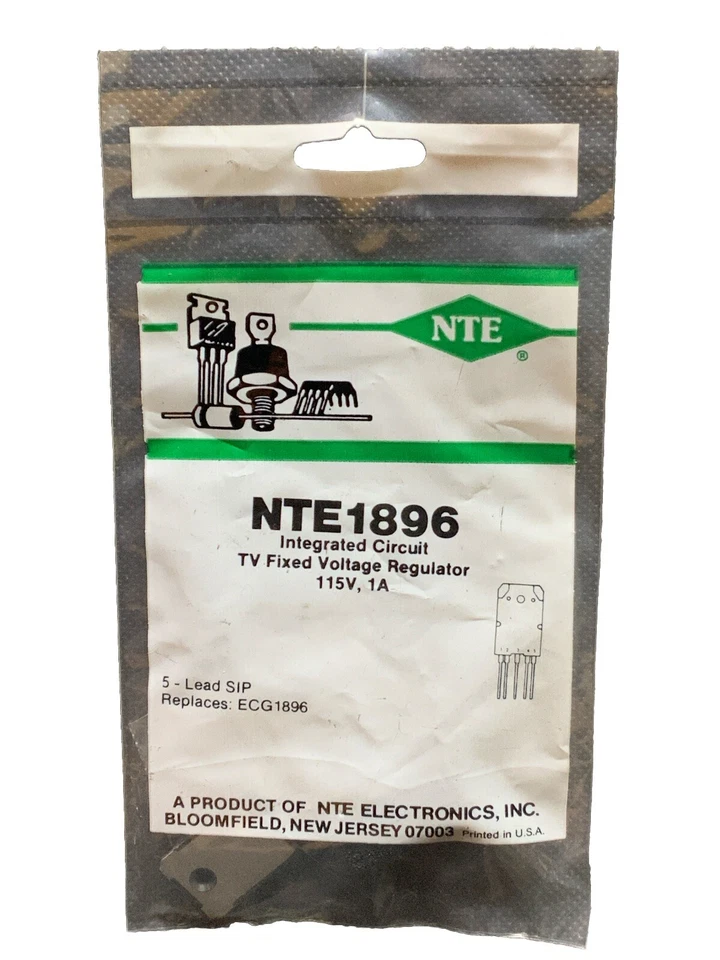 NTE1896 IC TV Fixed Voltage Regulator 115v, 1A SIP5 Replaces ECG1896 - Image 1 of 1
