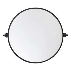 Elegant Decor Everly 24x24" Round Aluminum Pivot Mirror in Black - Picture 1 of 8