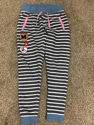Hanna Andersson Girls Striped Minnie Mouse Sweatpants Drawstring Size 130 8 - Image 1 of 4