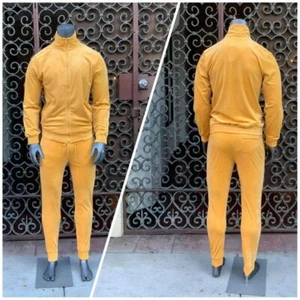 Traje de terciopelo amarillo con cremallera completa para hombre - Imagen 1 de 5